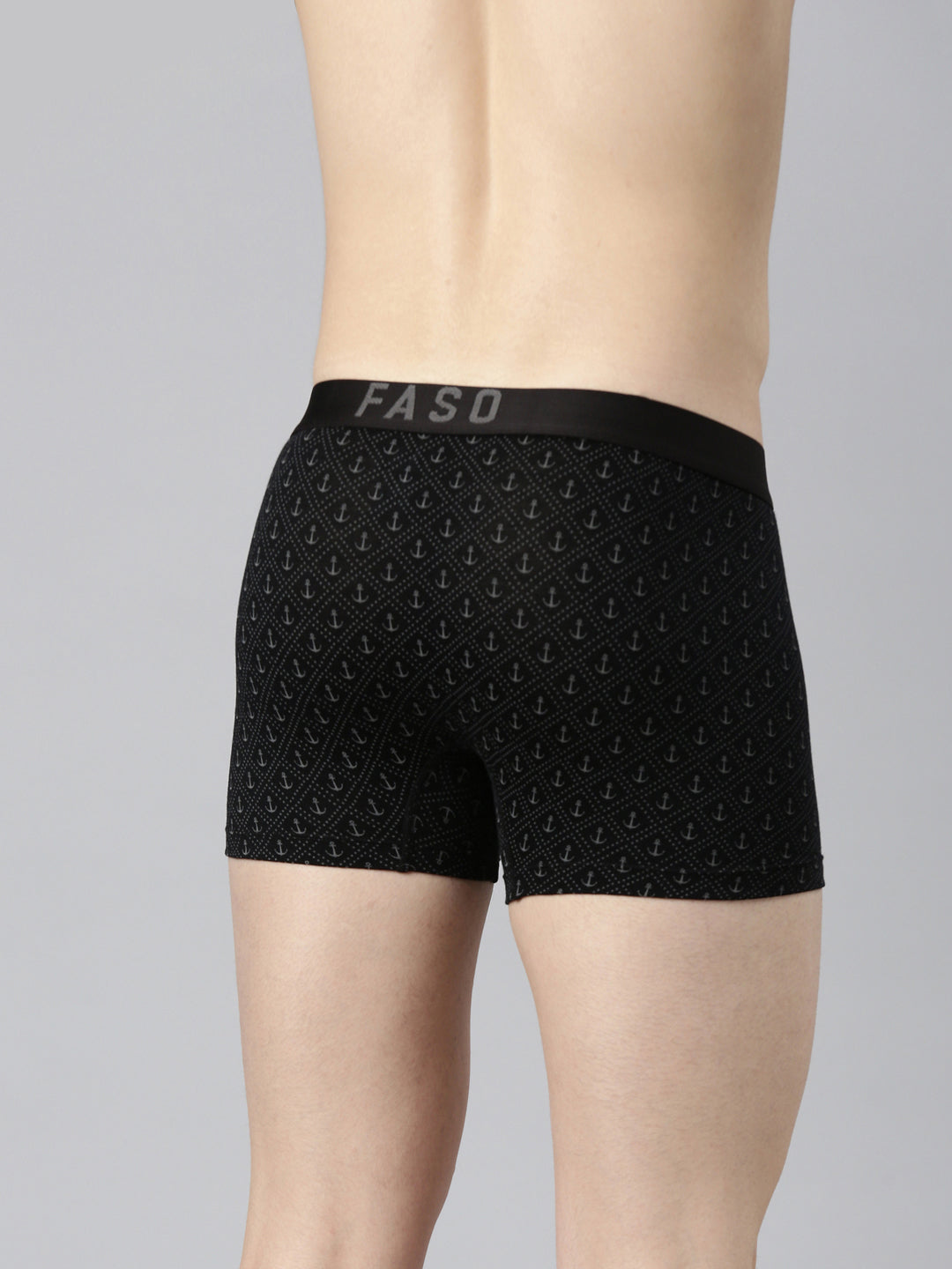 Faso Men's Cotton Outer Elastic All Over Print Trunk