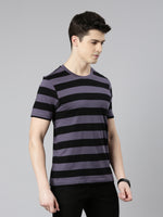 FASO Men’s Yarn Dyed Big Stripe Casual Cotton T-Shirt