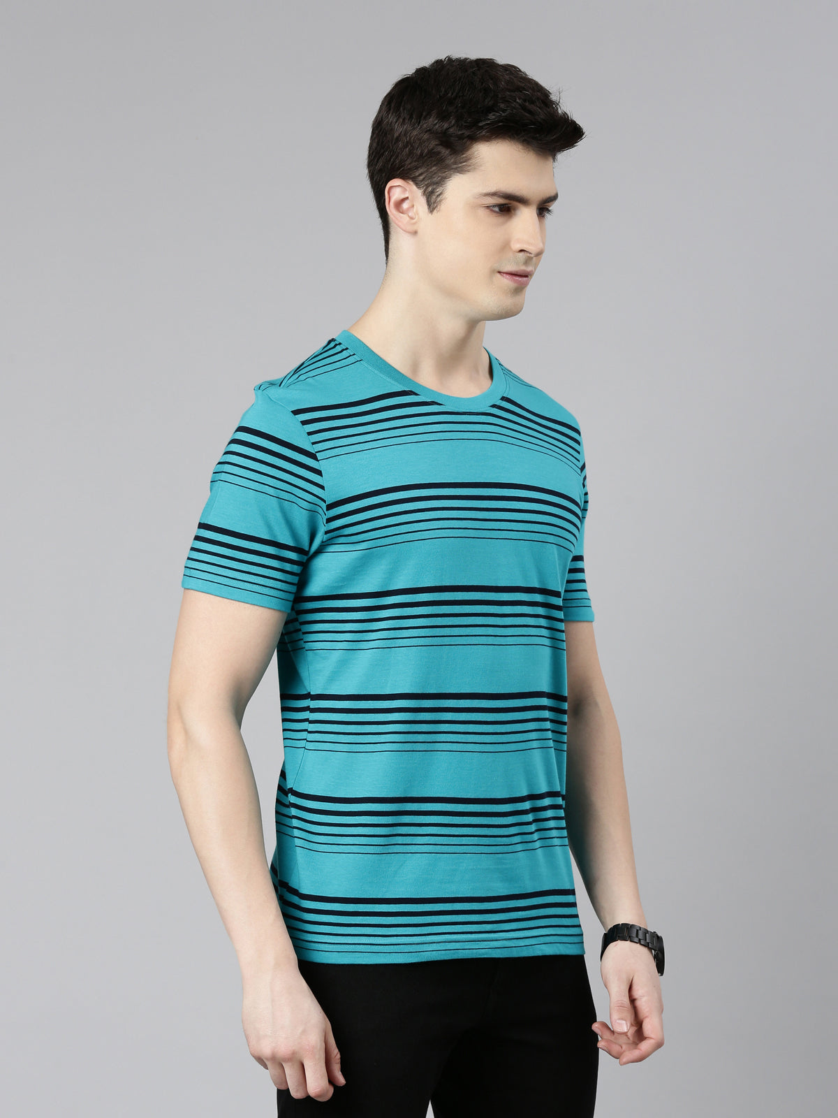 FASO Men’s Gradient Stripes Yarn Dyed Cotton T-Shirt