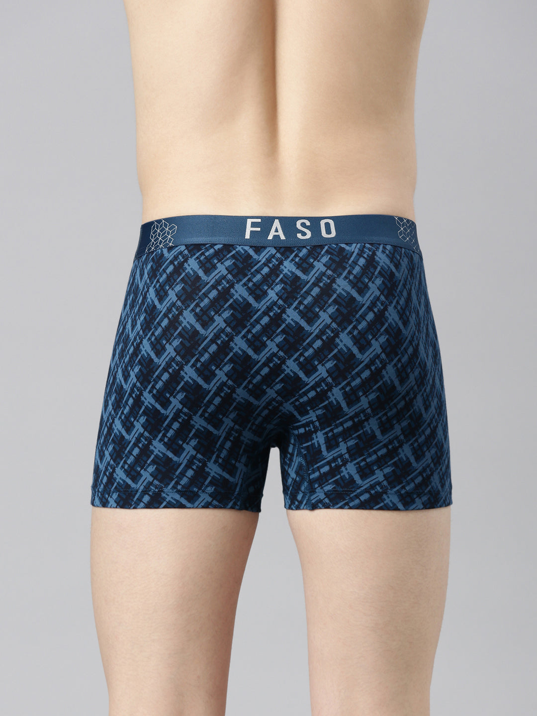 Faso Men's Cotton Stretch All Over Print Trunks