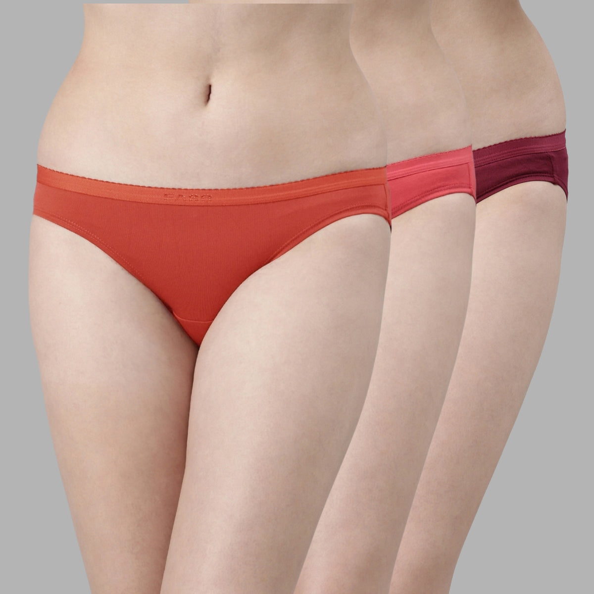 Faso Women's Cotton Outer Elastic Bikini (Pack of 3)