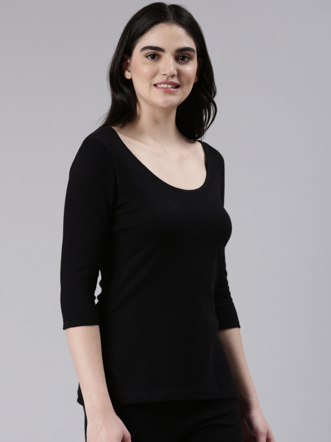 Faso Women's Cotton Blended 3/4 Sleeve Top