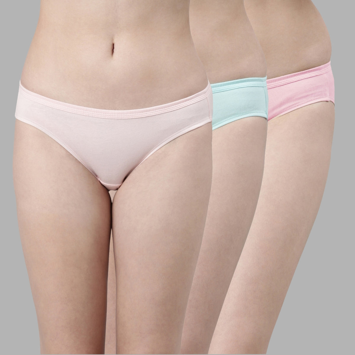 Faso Women's Cotton Inner Elastic Bikini (Pack of 3)