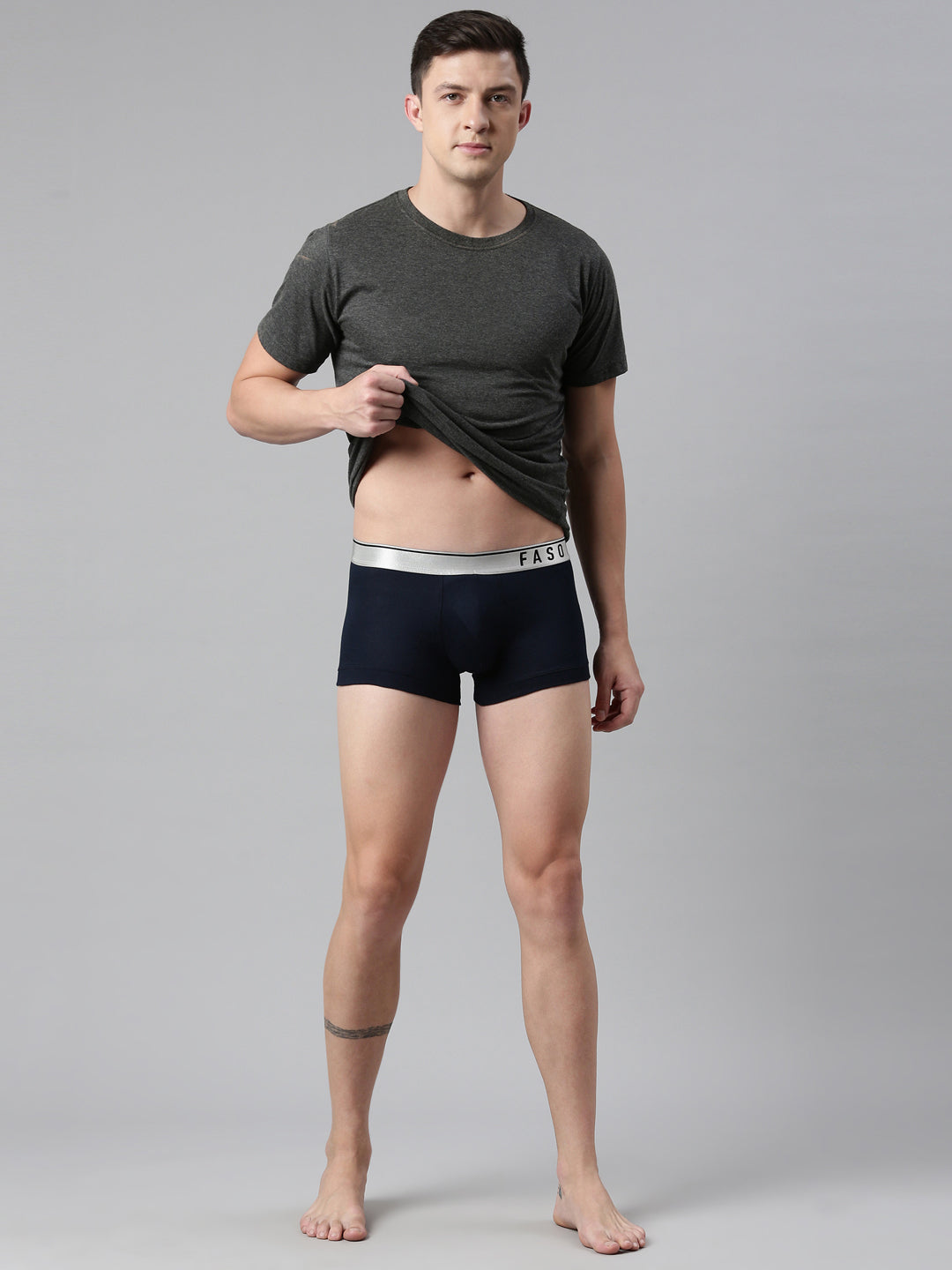 Faso Men's Cotton Modal Metalic Outer Elastic Trunk