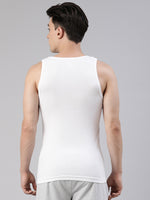 Faso Men's White Cotton Tubular Rib Vest (Pack of 2)