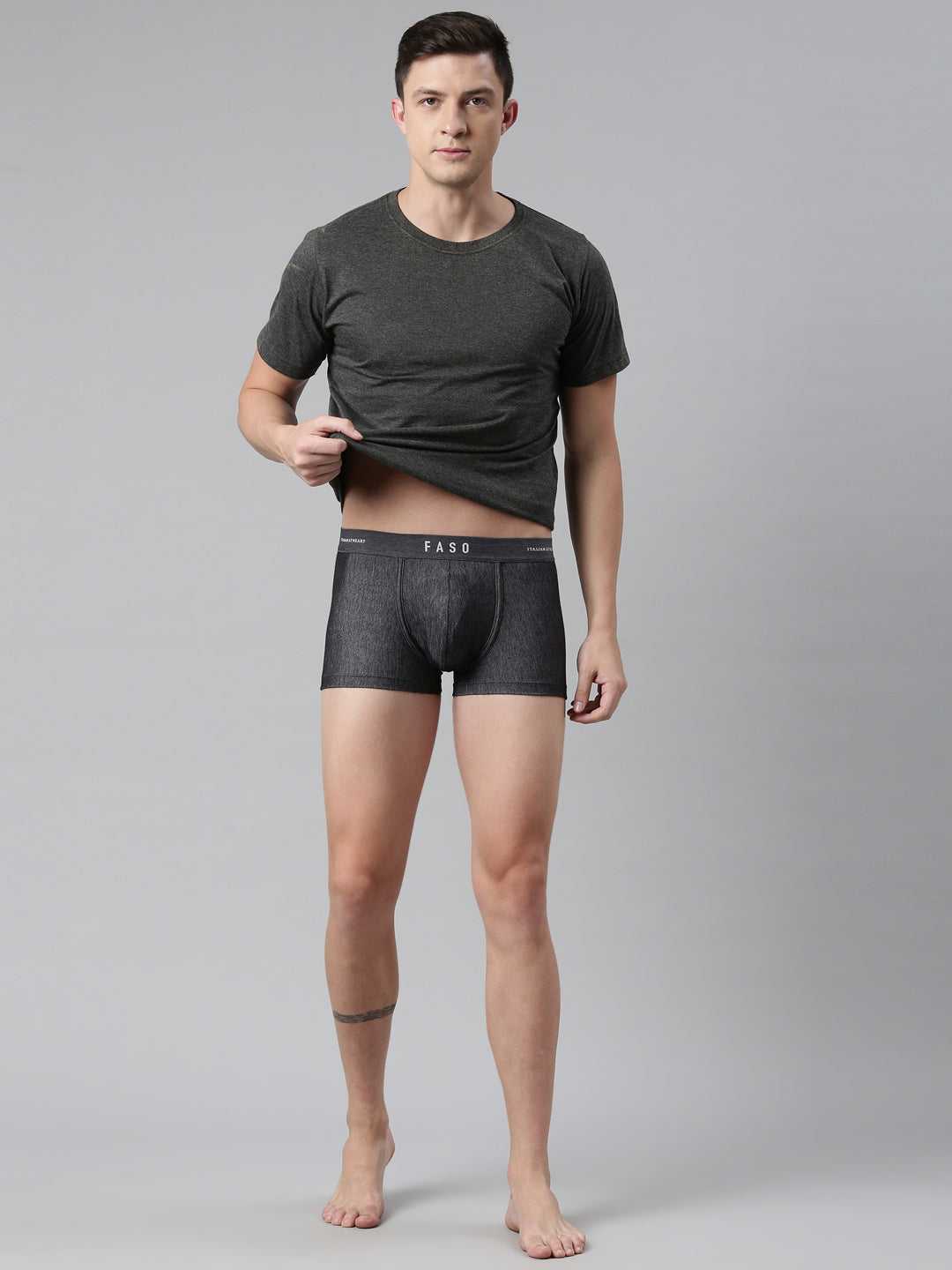 Faso Men's Cotton Denim Look Trunk