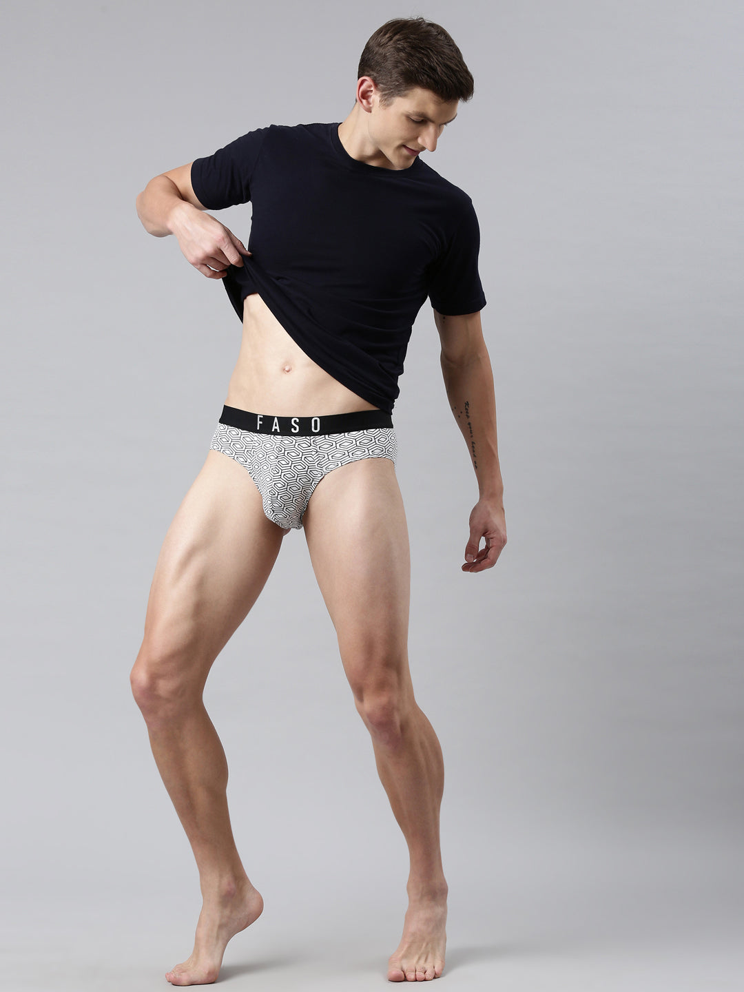 Faso Men's Printed Cotton Stretchable Brief