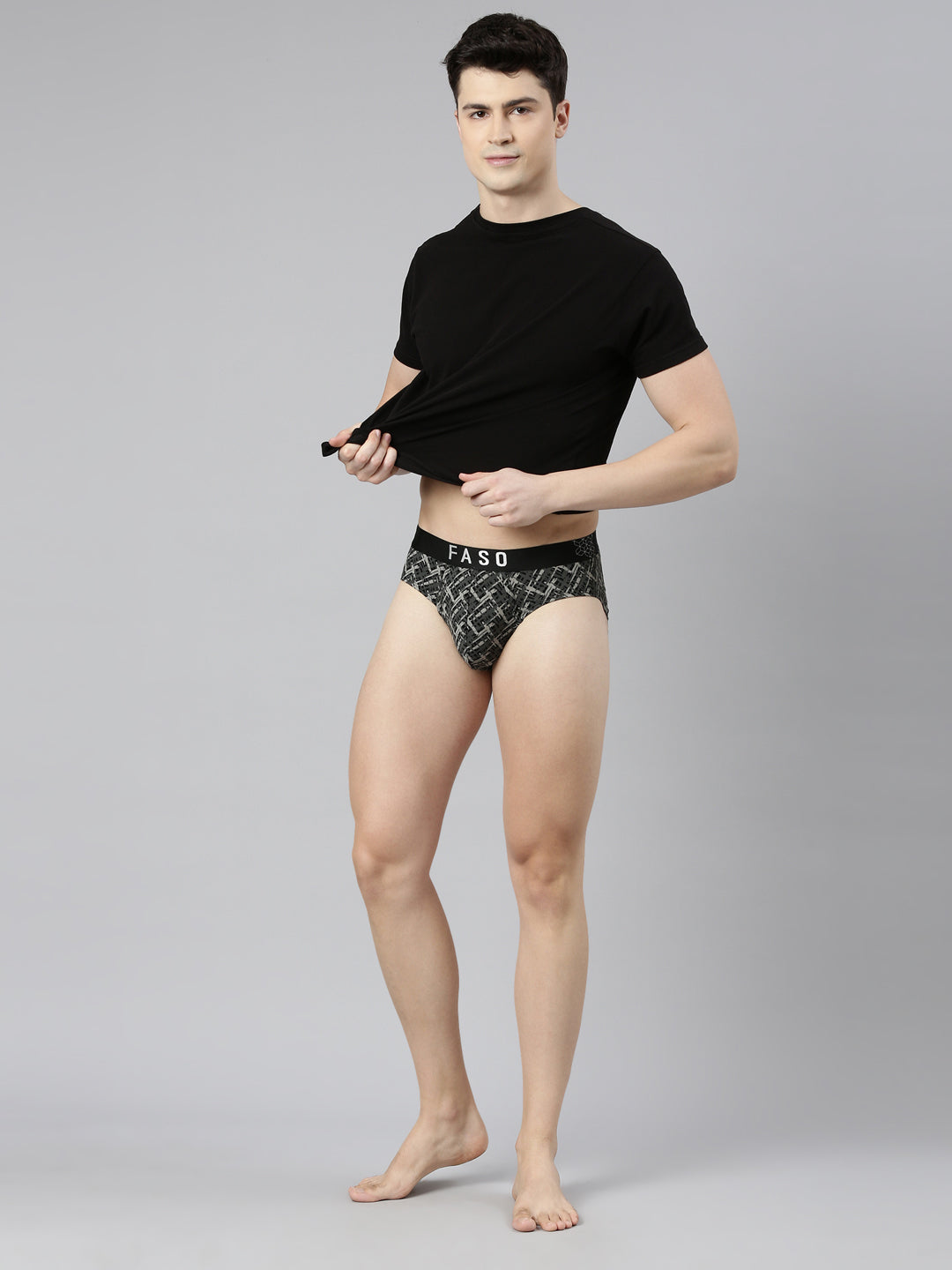 Faso Men's Printed Cotton Stretchable Brief