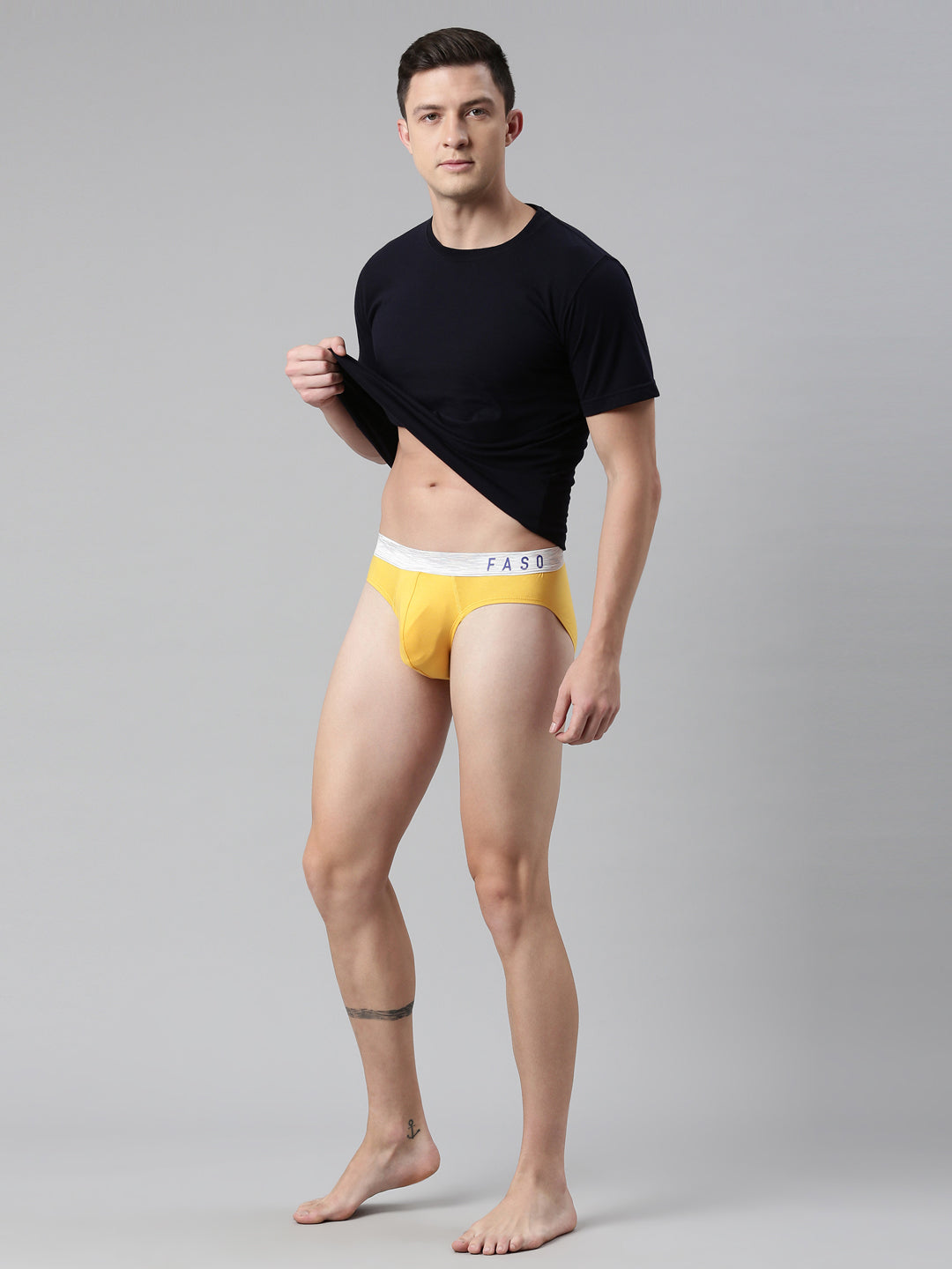 Faso Men's Cotton Metallic Elastic Brief