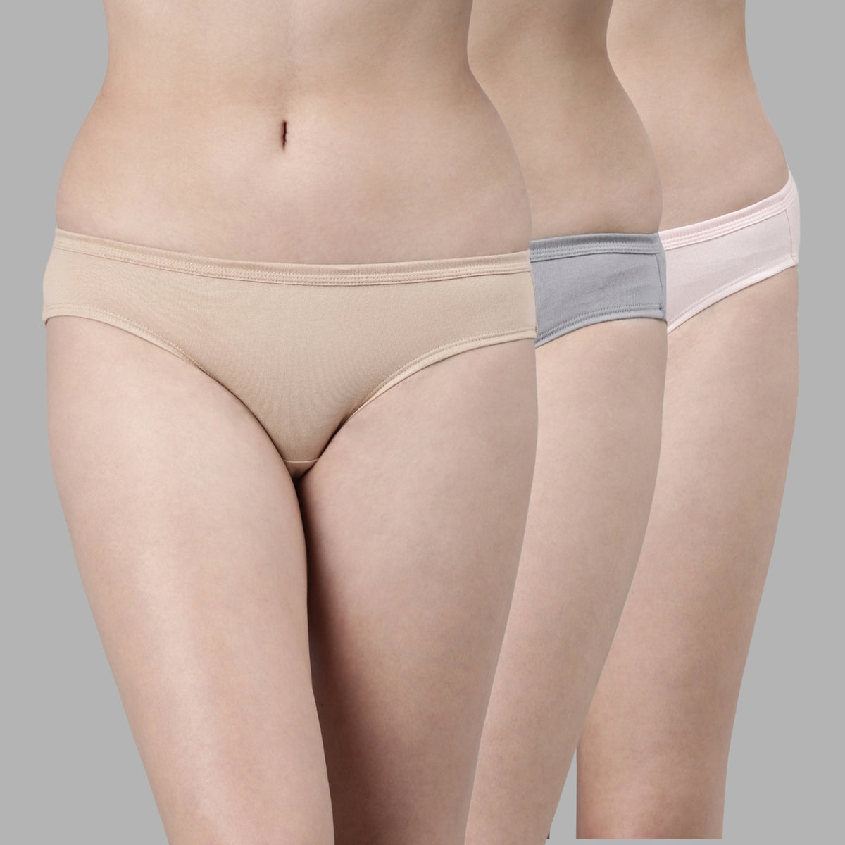 Faso Women's Cotton Inner Elastic Bikini (Pack of 3)