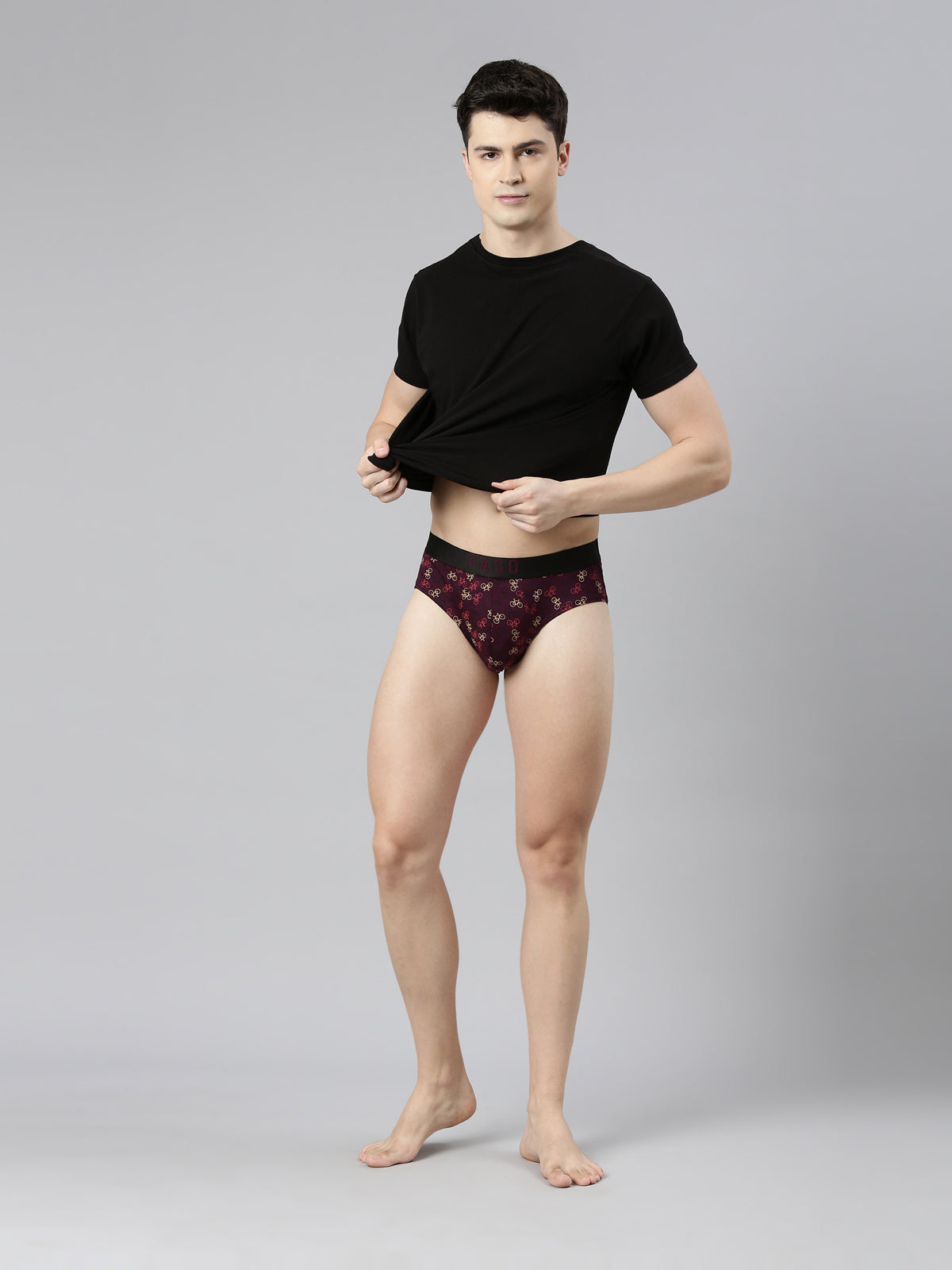 Faso Men's Cotton Outer Elastic All Over Print Brief