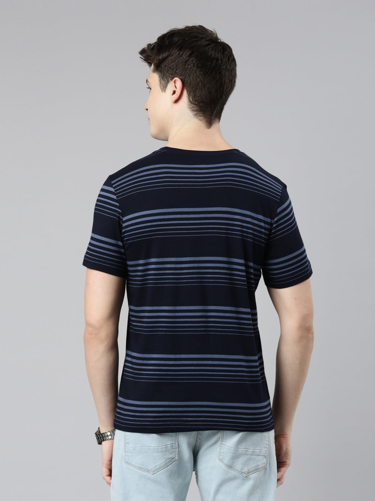 FASO Men’s Gradient Stripes Yarn Dyed Cotton T-Shirt