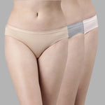 Faso Women's Cotton Outer Elastic Bikini (Pack of 3)