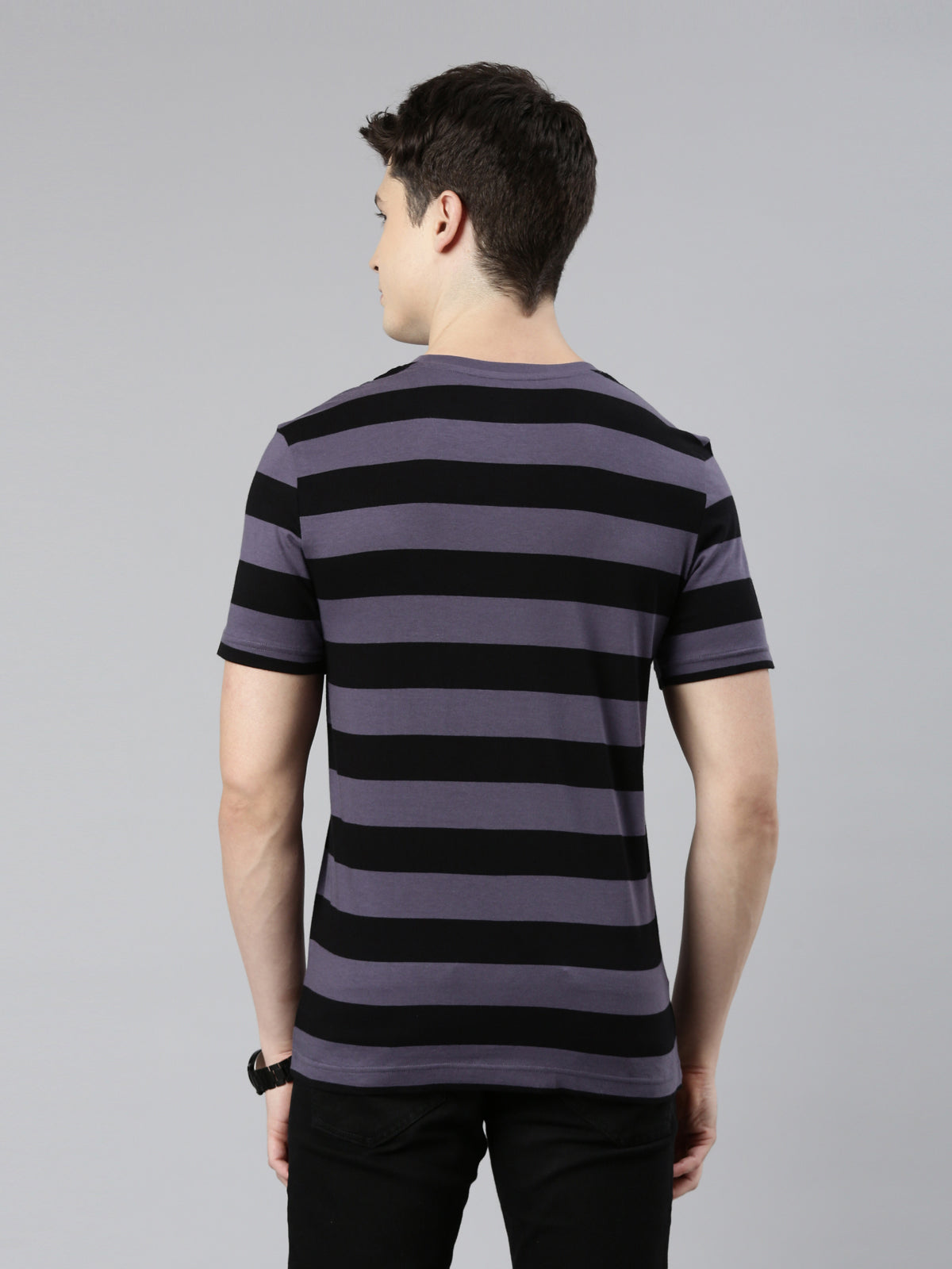 FASO Men’s Yarn Dyed Big Stripe Casual Cotton T-Shirt