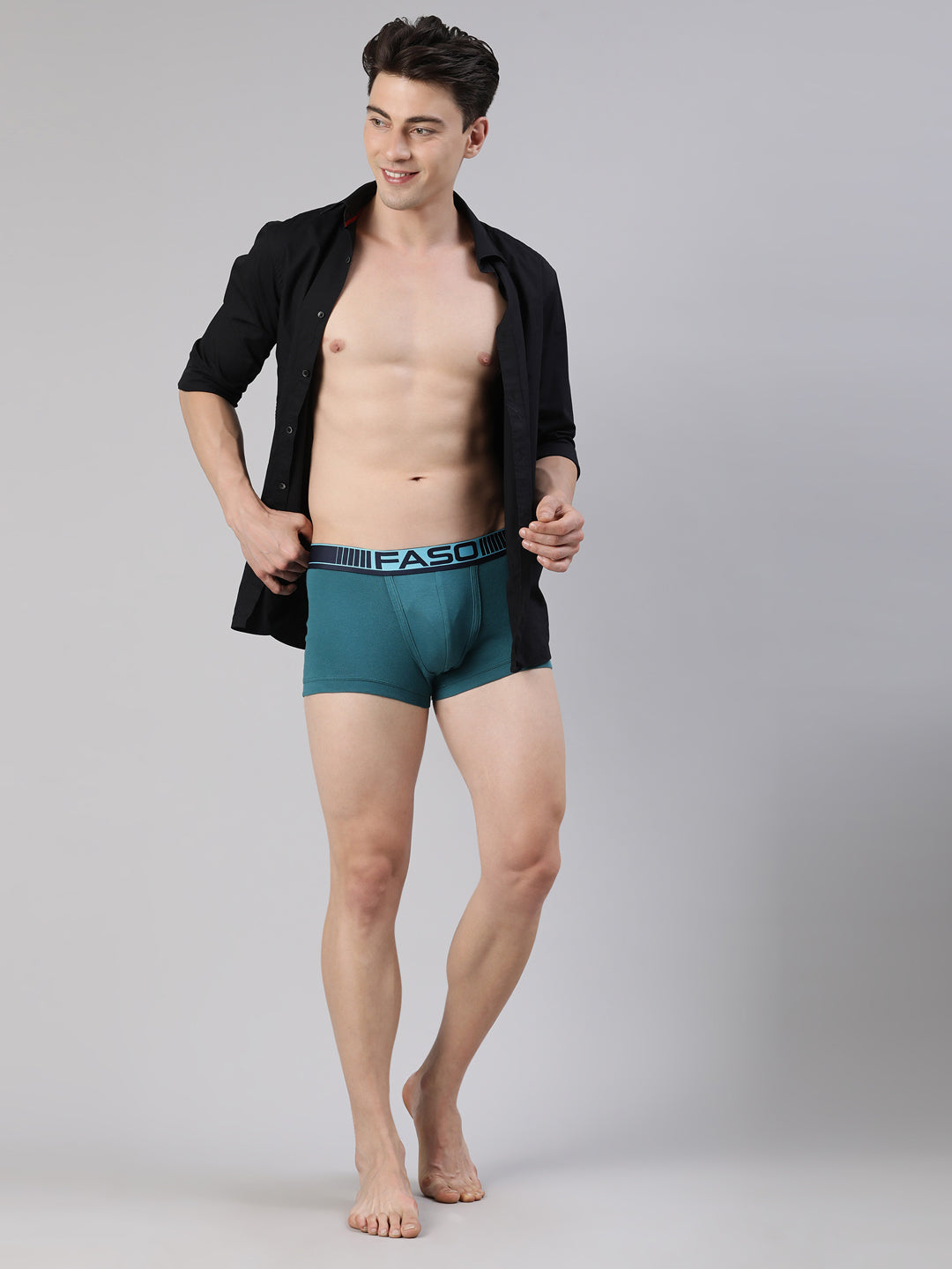 Faso Men's Cotton Neon Outer Elastic Trunk (Pack of 2)