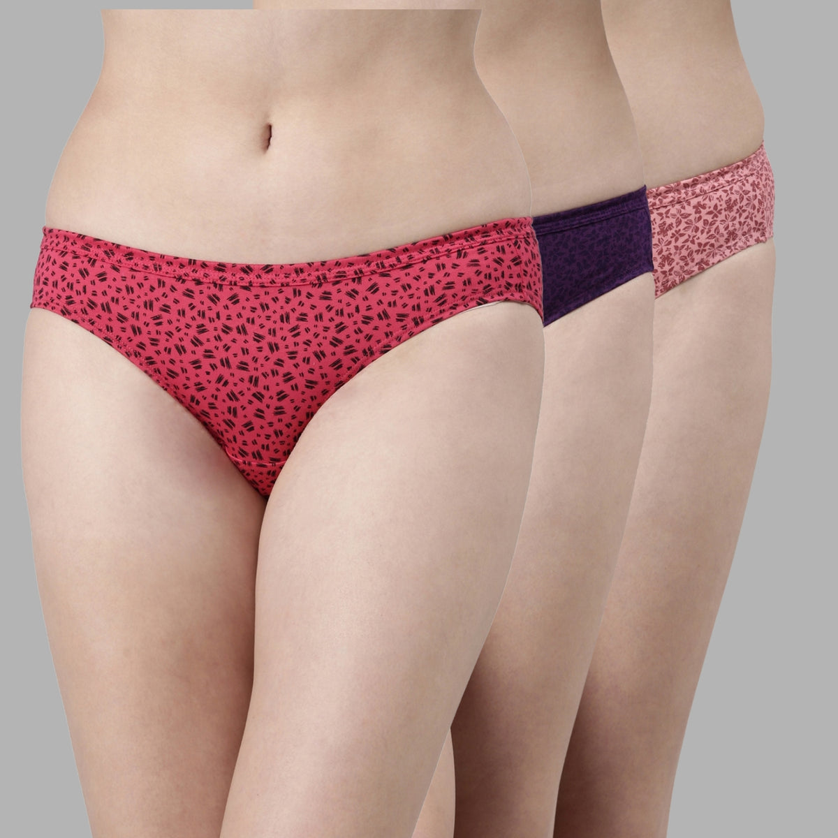 Faso Women's Cotton Inner Elastic Bikini (Pack of 3)