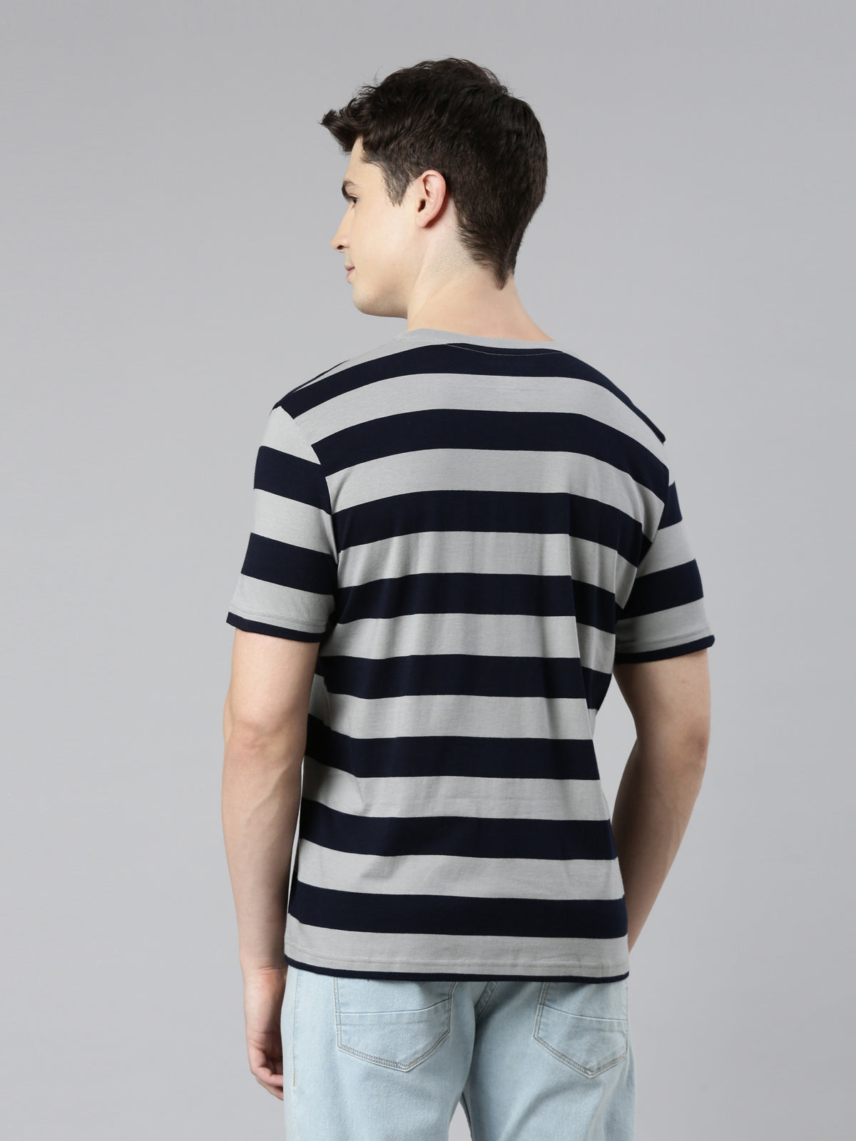 FASO Men’s Yarn Dyed Big Stripe Casual Cotton T-Shirt