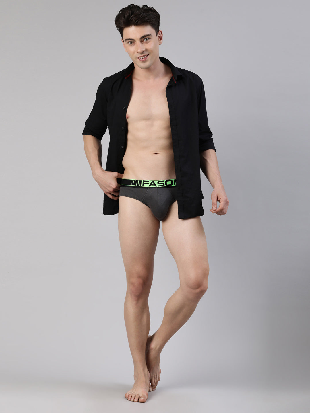 Faso Men's Cotton Neon Outer Elastic Brief (Pack of 2)