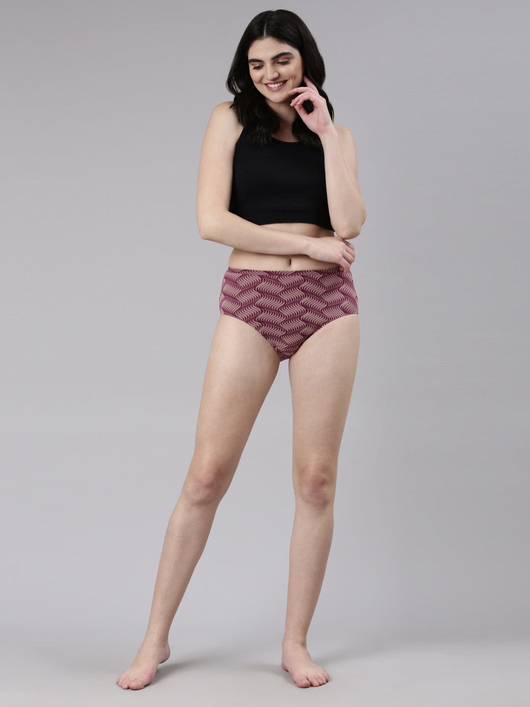 Faso Women's Premium Micro Modal Illusion Printer Hipster