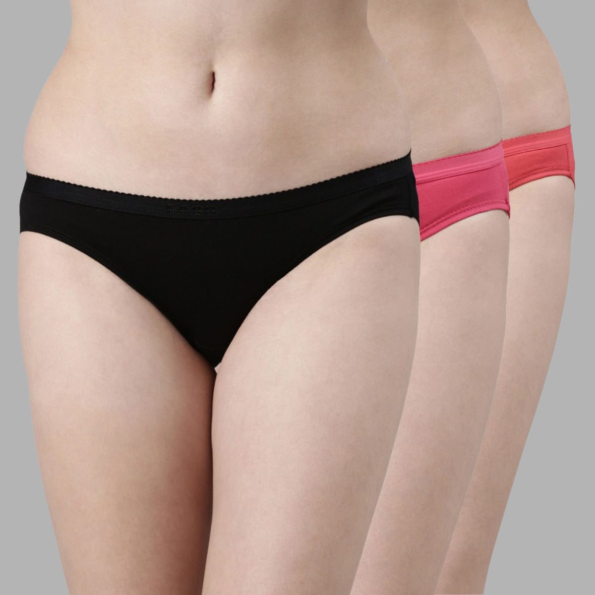 Faso Women's Cotton Outer Elastic Bikini (Pack of 3)