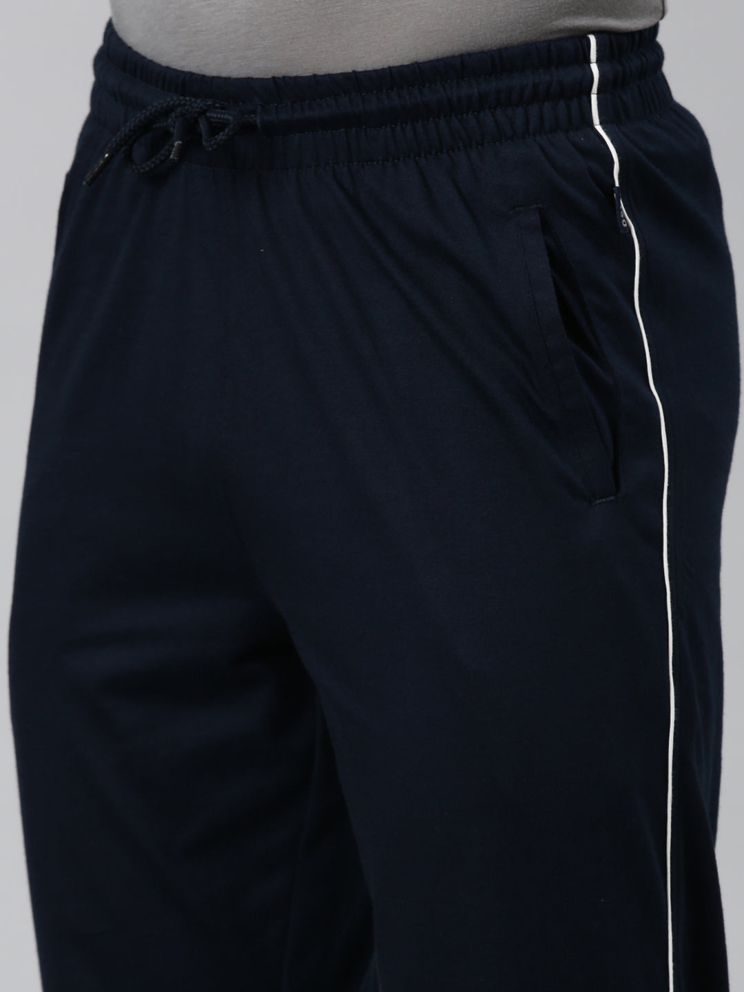 Faso Men's Cotton Side Seam Piping Track Pant