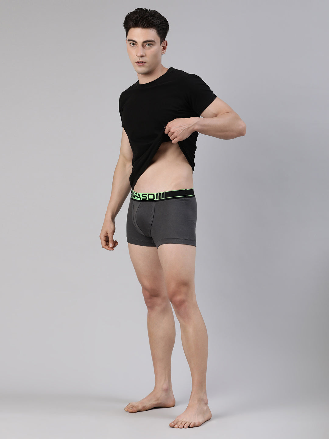 Faso Men's Cotton Neon Outer Elastic Trunk (Pack of 2)