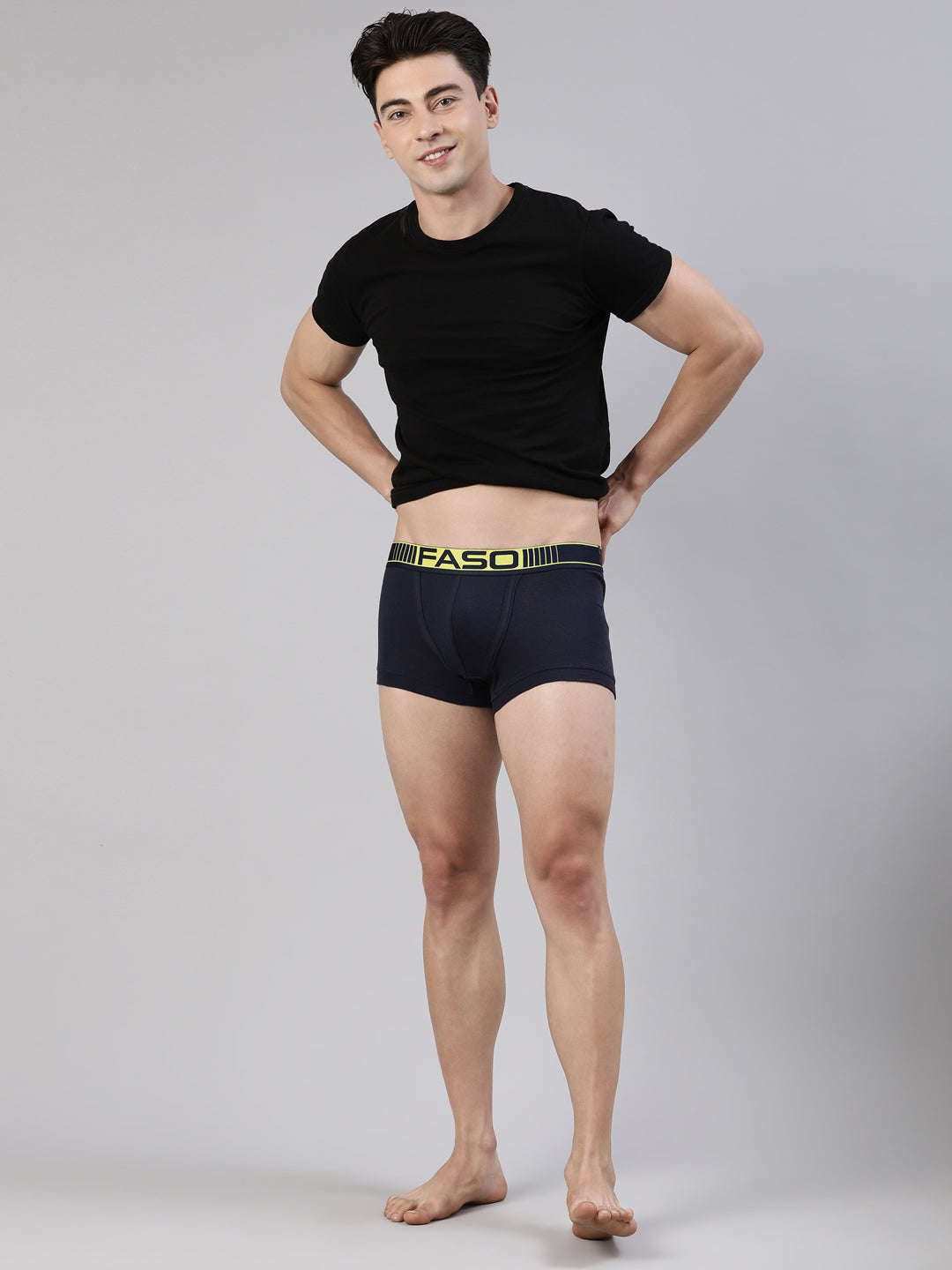 Faso Men's Cotton Neon Outer Elastic Trunk (Pack of 2)