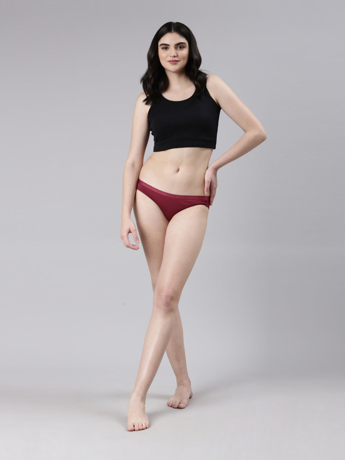Faso Women's Cotton Outer Elastic Bikini (Pack of 3)