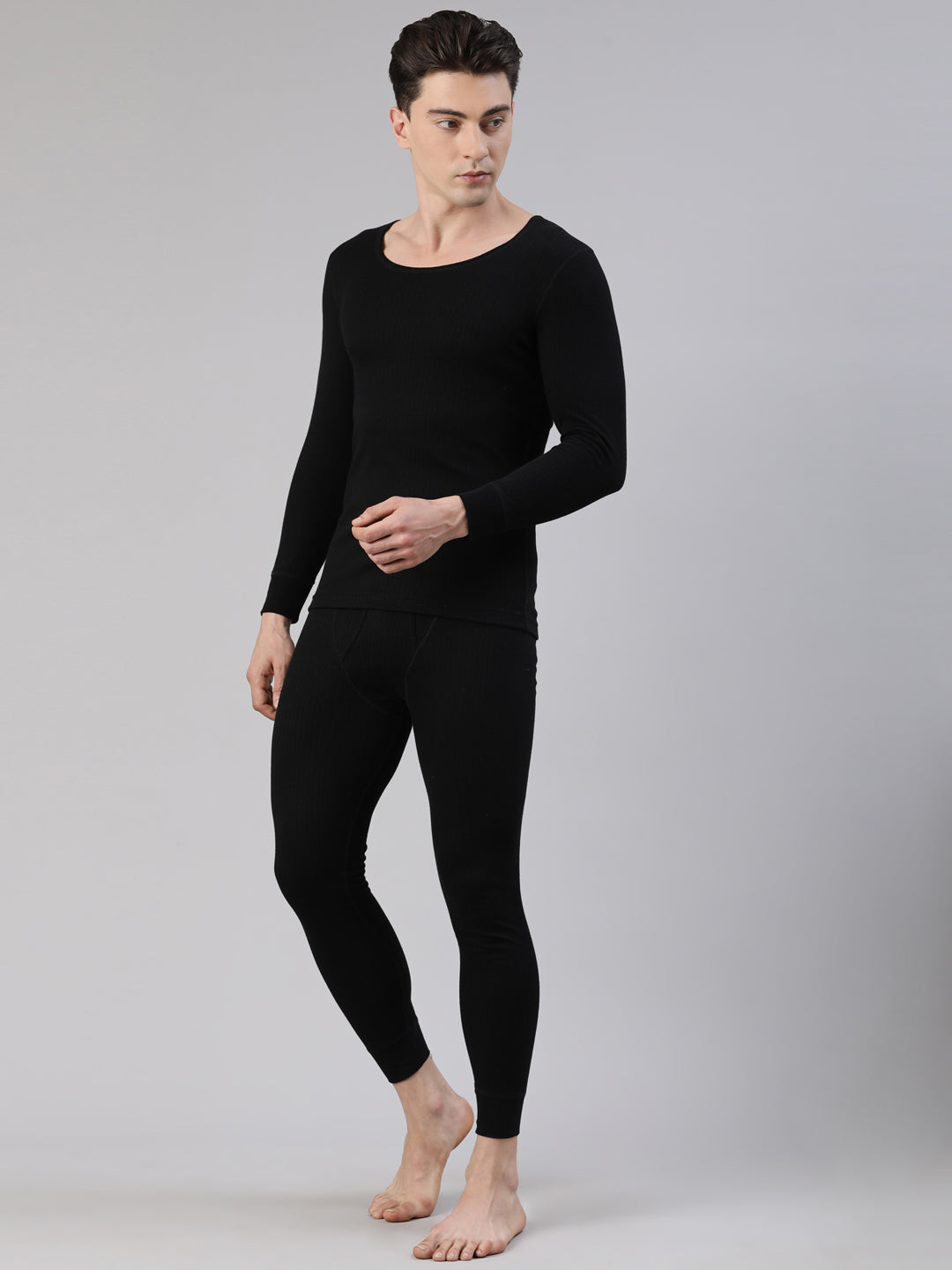 Faso Men's Round Neck Full Sleeve With Rib Thermal T-Shirt