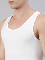 Faso Men's White Cotton Tubular Rib Vest (Pack of 2)