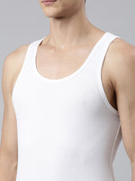 FASO Men's White Cotton Rib Vest (Pack of 2)