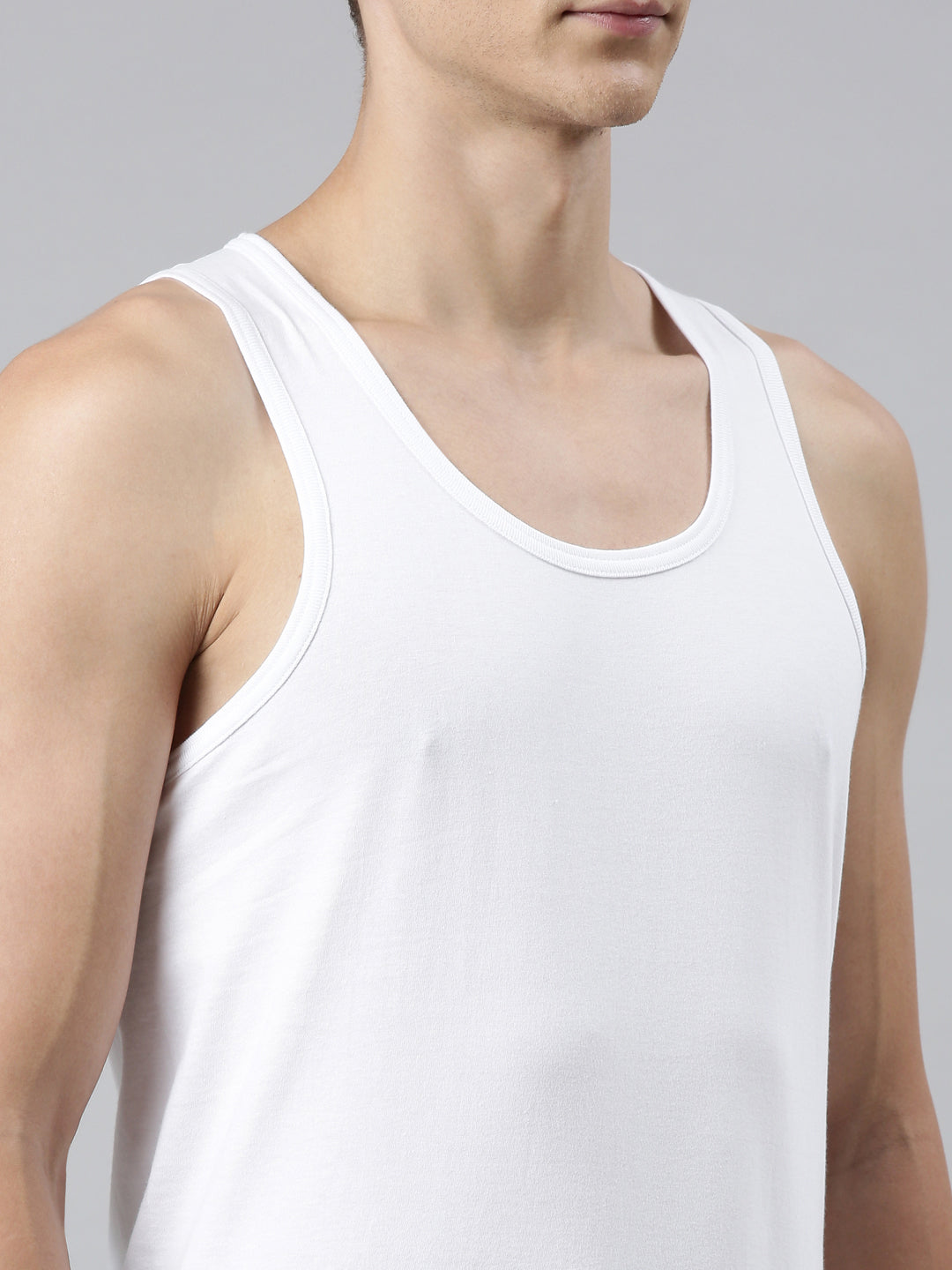 FASO Men’s White Cotton Vest (Pack of 3)