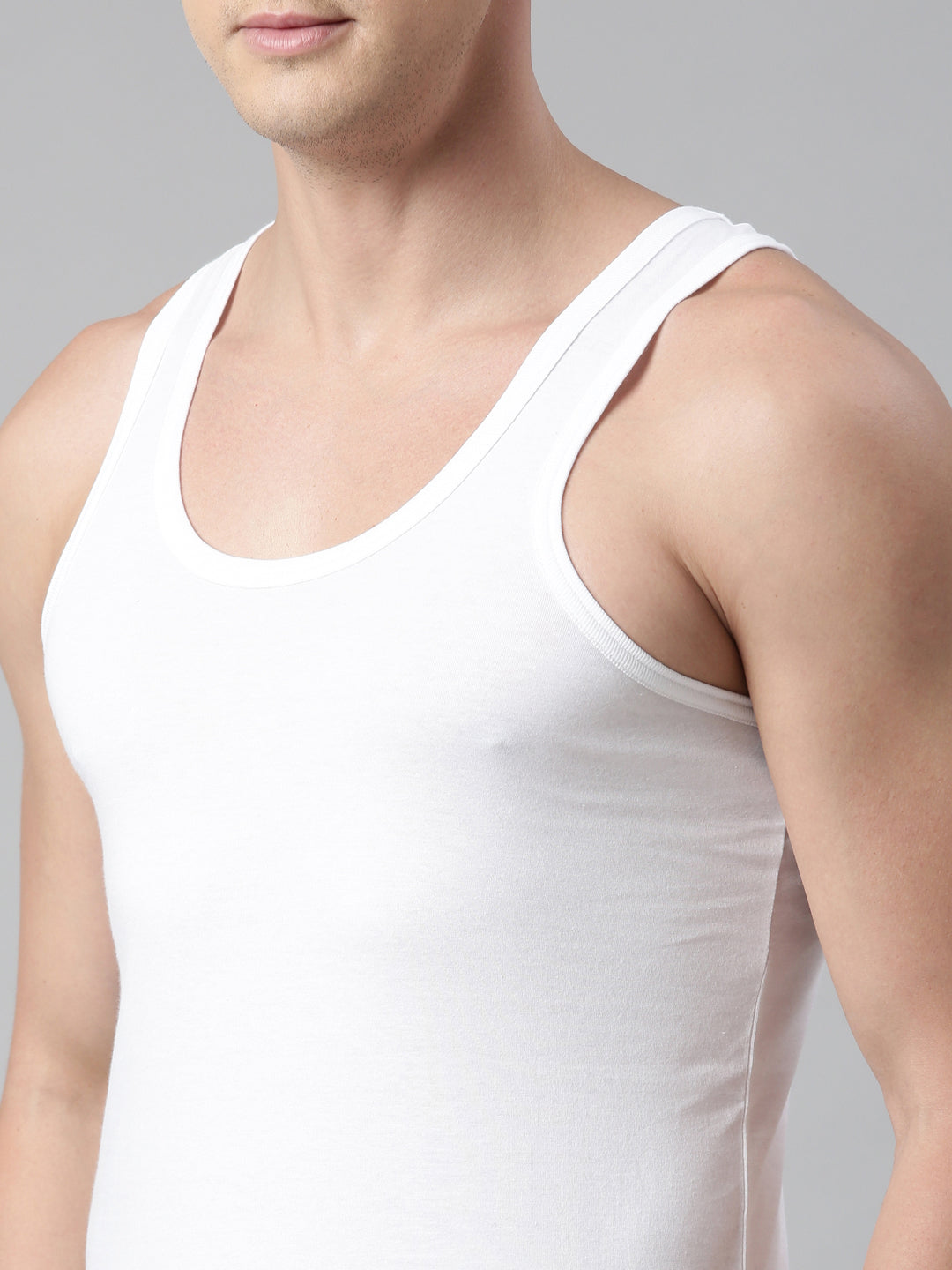 Faso Men's White Cotton Comfort Vest (Pack of 2)