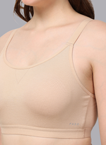 Faso Women's Cotton Sports Bra With Strap
