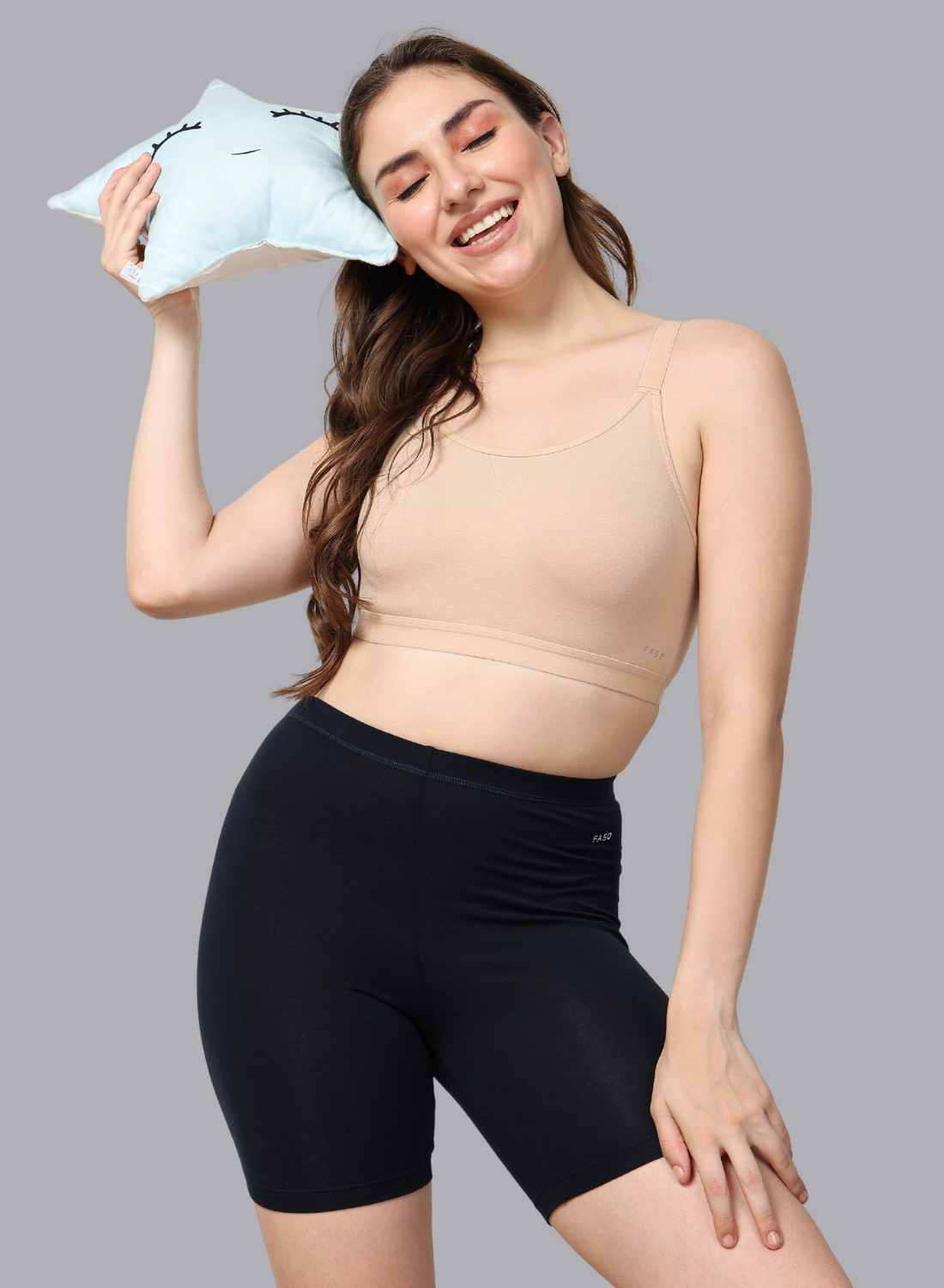 Faso Women's Cotton Sports Bra With Strap