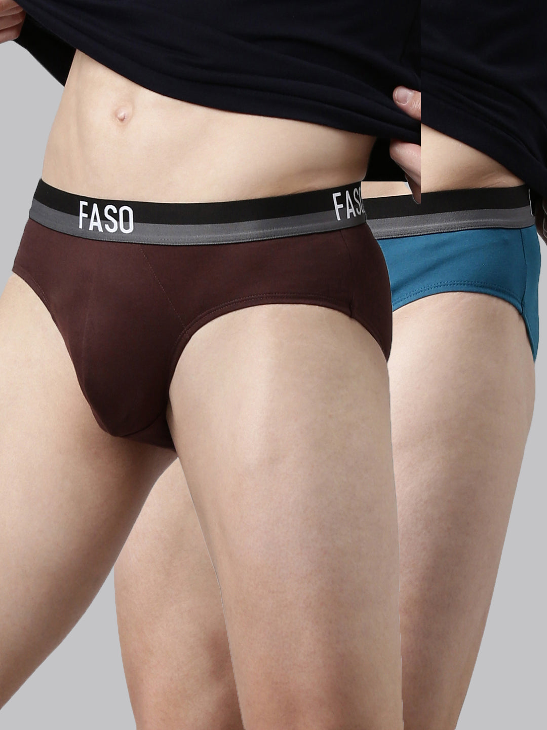Faso Men's Cotton Outer Elastic Brief(Pack of 2)