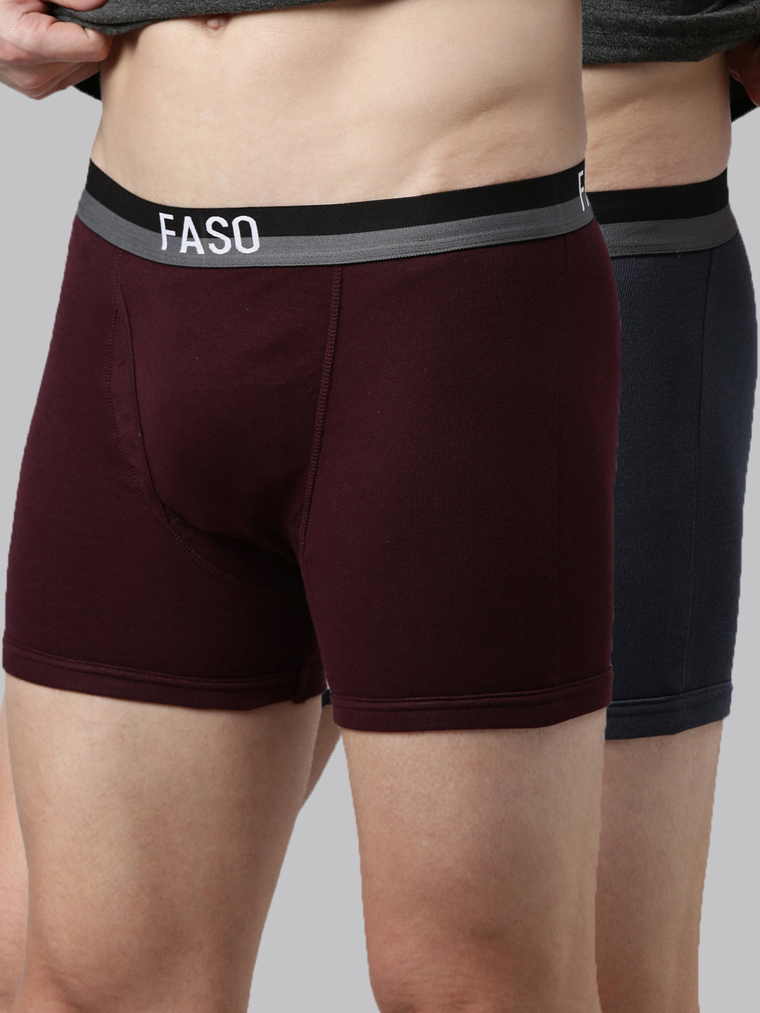 Faso Men's Cotton Outer Elastic Trunk (Pack of 2)