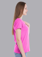 FASO Women’s Cotton Pink& Red Round Neck T-shirt (Pack of 2)