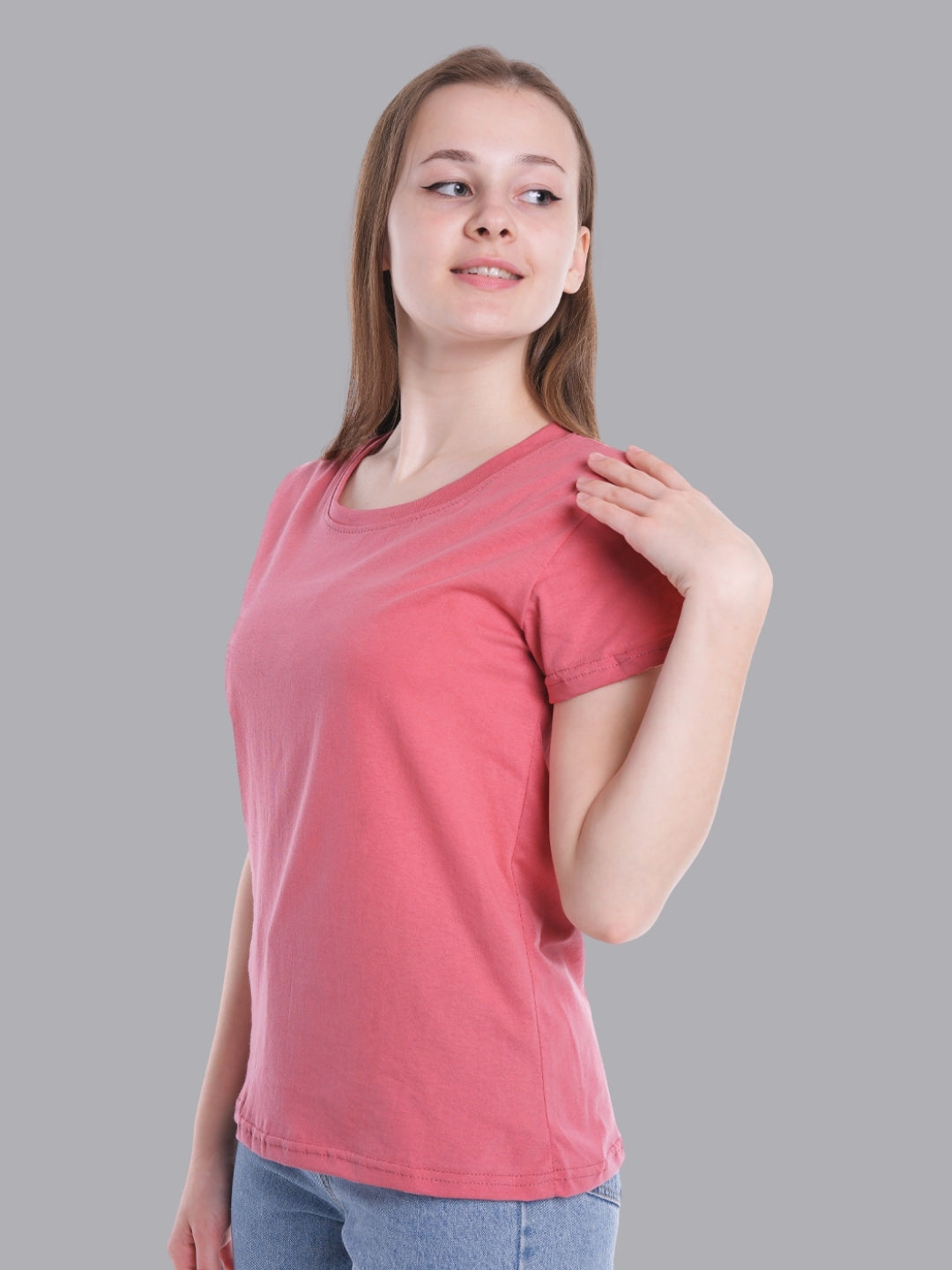 FASO Women’s Cotton Pink& Red Round Neck T-shirt (Pack of 2)