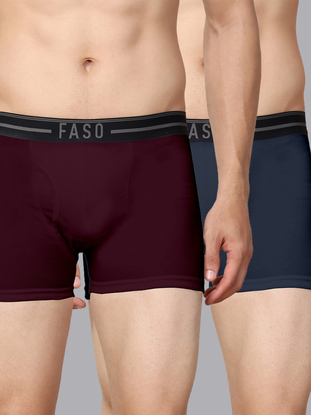 Faso Men's Cotton Outer Elastic Trunk (Pack of 2)