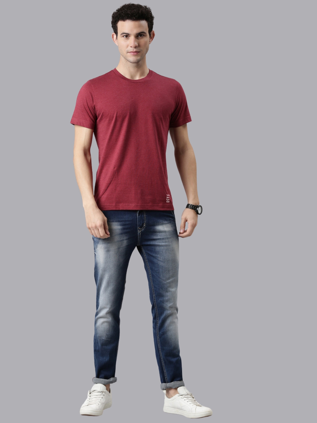 FASO Men’s Cotton Crew Neck Casual T-Shirt