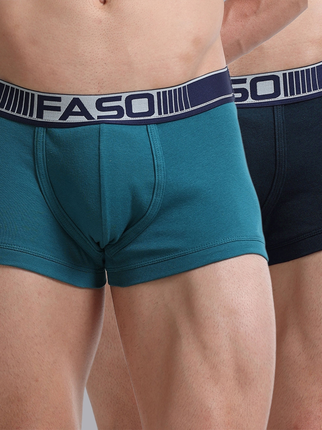 Faso Men's Cotton Neon Outer Elastic Trunk (Pack of 2)