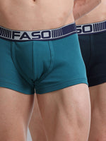 Faso Men's Cotton Neon Outer Elastic Trunk (Pack of 2)