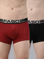 Faso Men's Cotton Neon Outer Elastic Trunk (Pack of 2)