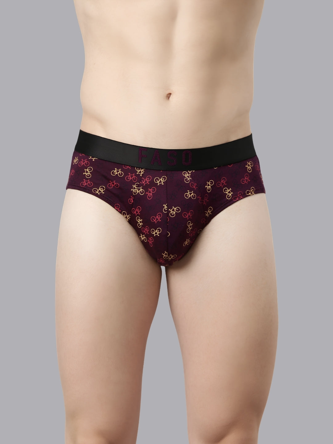 Faso Men's Cotton Outer Elastic All Over Print Brief