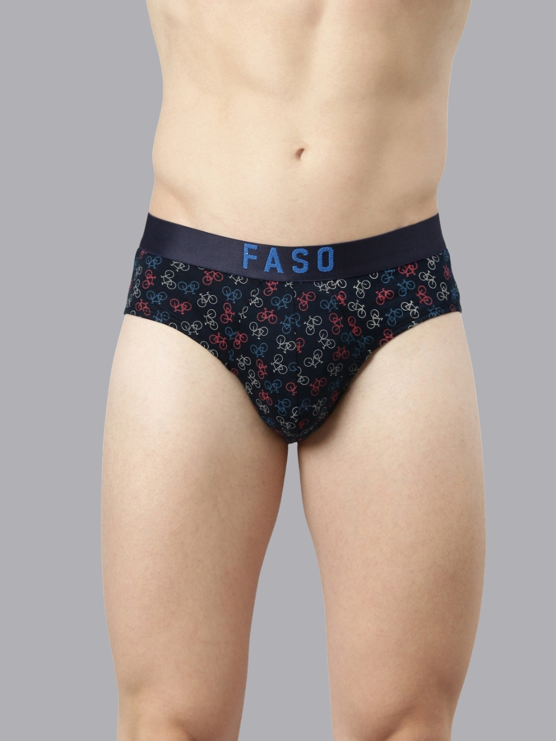 Faso Men's Cotton Outer Elastic All Over Print Brief