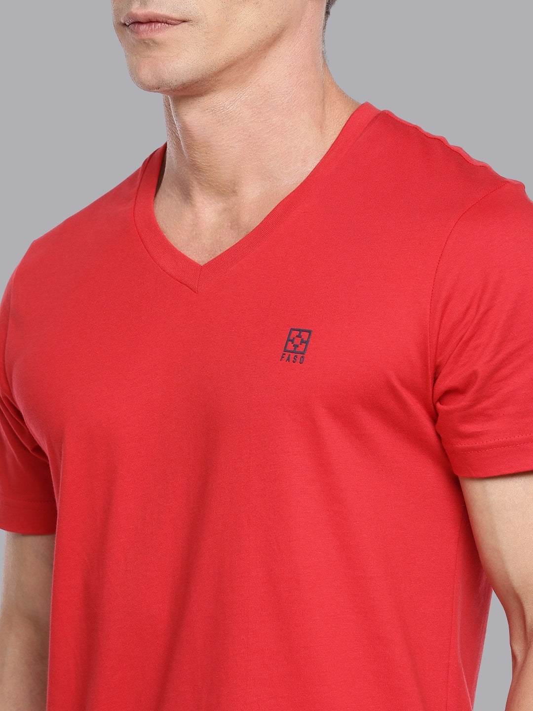 FASO Men’s Soft Cotton V-Neck T-Shirt
