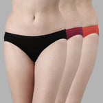 Faso Women's Cotton Outer Elastic Bikini (Pack of 3)