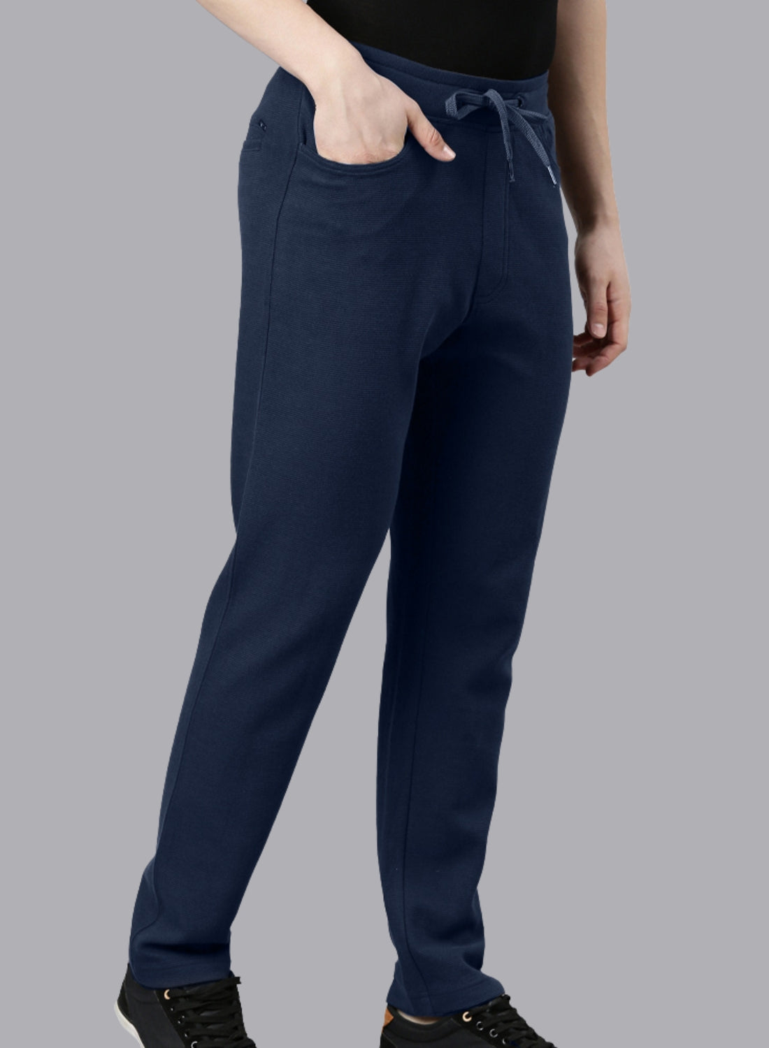 FASO Men’s Cotton Track Pants with Denim Pocket