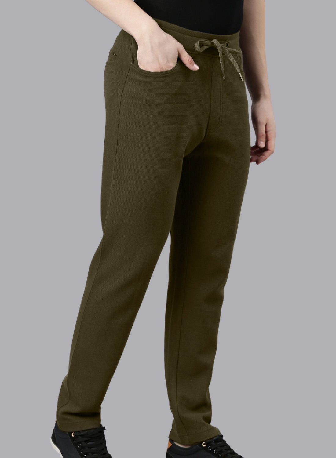 FASO Men’s Cotton Track Pants with Denim Pocket
